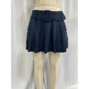 Reformation Navy Pleated Skirt